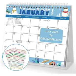 Desk Calendar 2025-2026, Small Desk Calendar 2025, 18 Months from July 2025-December 2026, 8.3" x 6.7" Desktop Stand Up Small Calendar for  & Office, Holiday Theme