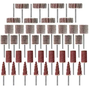 40 PCS Abrasive Flap Wheel Sander 80 Grit 3mm Shank Diameter Cone Shape Abrasive Sandpaper Flap Sanding Wheel Grinding Head for Rotary Tool