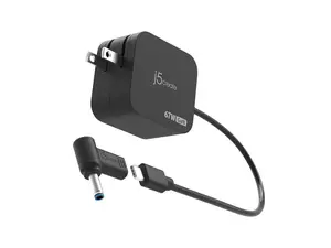 j5create GaN 67W USB Type-C Mini Charger with 4.5mm DC Converter Black (JUP1565)