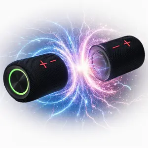 Magnetic Splittable 2-in-1 Bluetooth Speaker - 20W Stereo Audio, IPX5 Waterproof, 12H Playtime, V5.3 Tech, Portable Wireless Speakers with RGB Lights,Portable Battery-Powered for Home, Travel,Outdoor Speakers,TWS Pairing for Party Camping Home Travel