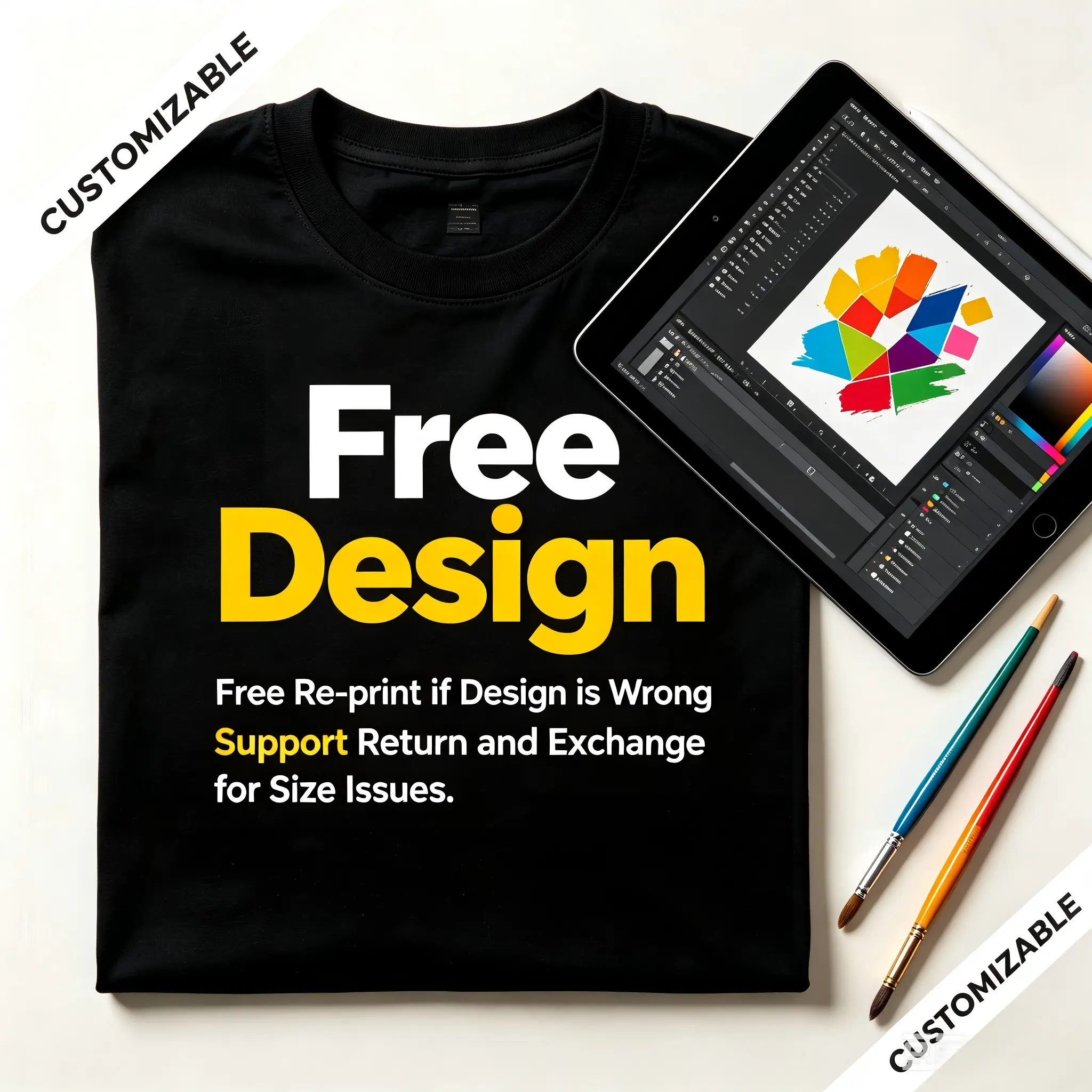 Personalized Custom T-Shirt Design Your Own With Photo Text Graphic for Men Women | Free Custom Design, Wrong Print Free Remake, Size Problem Support Free Return