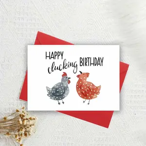 1pc Humorous Chicken Birthday Card, Greeting Card with Envelope - 'Happy Clucking Birthday' Design, Matte Finish, Peel & Seal Closure, Perfect for Family & Friends, Funny Birthday Gift for Men & Women, Playful Design, Quality Paper