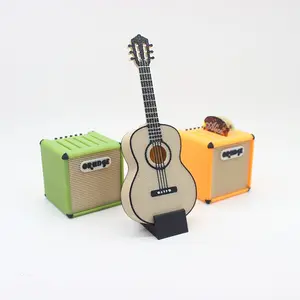 1:12 miniature guitar, mini ukulele, miniature pick storage box model