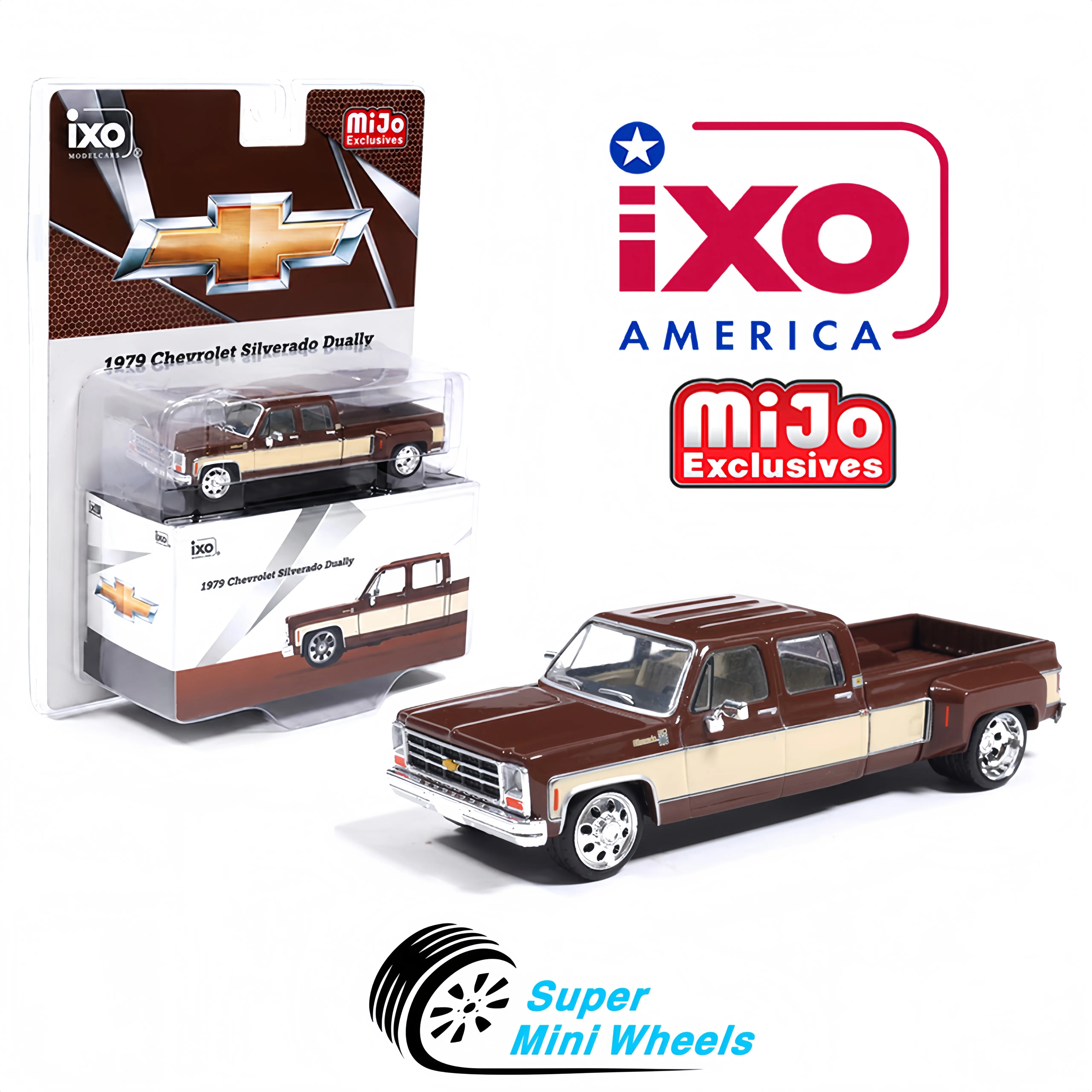 IXO Model 1:64 1979 Chevrolet Silverado C30 Crew Cab Dually Lowered Brown