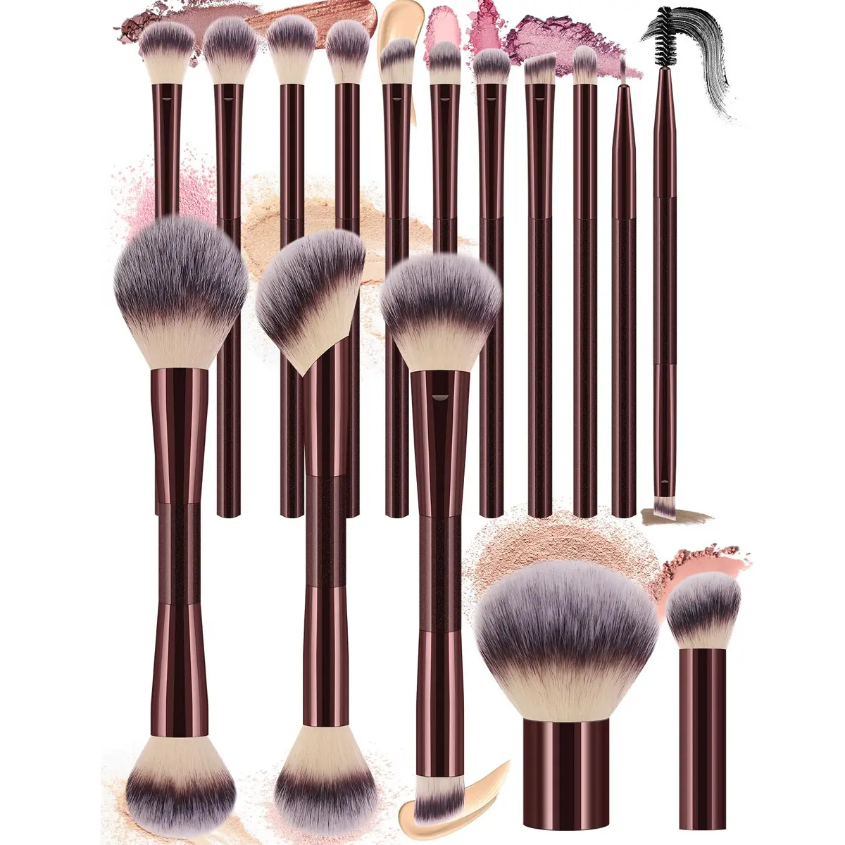 16-Piece Multifunctional Makeup Brush Set, Ultra-Soft Premium Synthetic Hair, Includes Foundation, Powder, Blush, Concealer & Highlighter Brushes for Daily Facial Makeup, Multifunctional Makeup Brushes