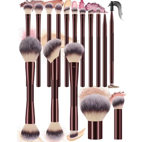 16-Piece Comprehensive Makeup Brush Set - Ultra-Soft Premium Synthetic Hair, Comfortable and Gentle, Includes Foundation, Precision Powder, Blush, Concealer & Highlighter Brushes for Daily Use, Beginners’ Makeup Tools Set
