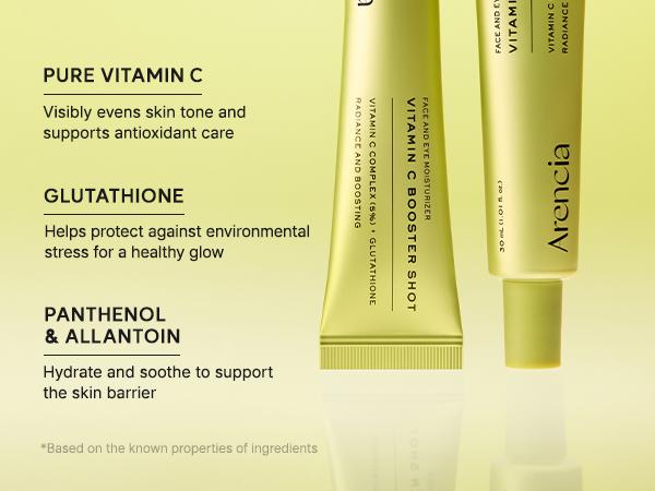 Vitamin C Booster Shot, Pure Vitamin C + Glutathione for Bright, Healthy Skin Glow, 1.01 fl oz