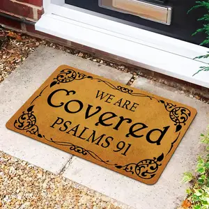 Christian We Are Covered Psalms 91 Diatom Mud Doormat, Super Absorbent Quick Dry Non-Slip Floor Mat, Religious Bible Verse Welcome Rug for Indoor Front Door Entryway Home Decor