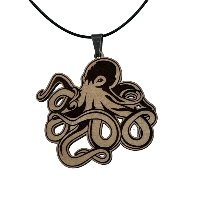 Nautilus Octopus Necklace - Unique Design with Intricate Details and Black Cord
