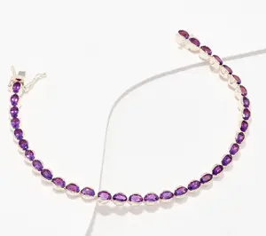 Affinity Gems Oval Cut Gemstone Tennis Bracelet Sterling Silver