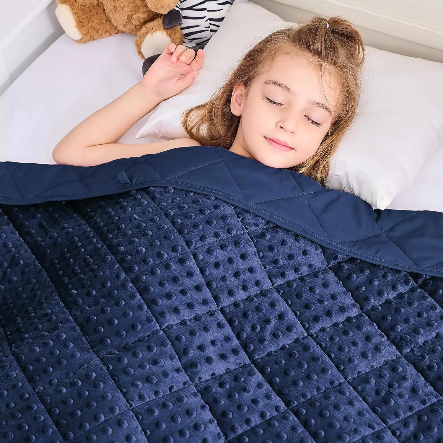 10 Pounds Blue Twin Size Cooling Weighted Throw Blanket, Warm Weighted Comforter, Big Washable Thick Gift for 80-120lbs, 40 * 60in