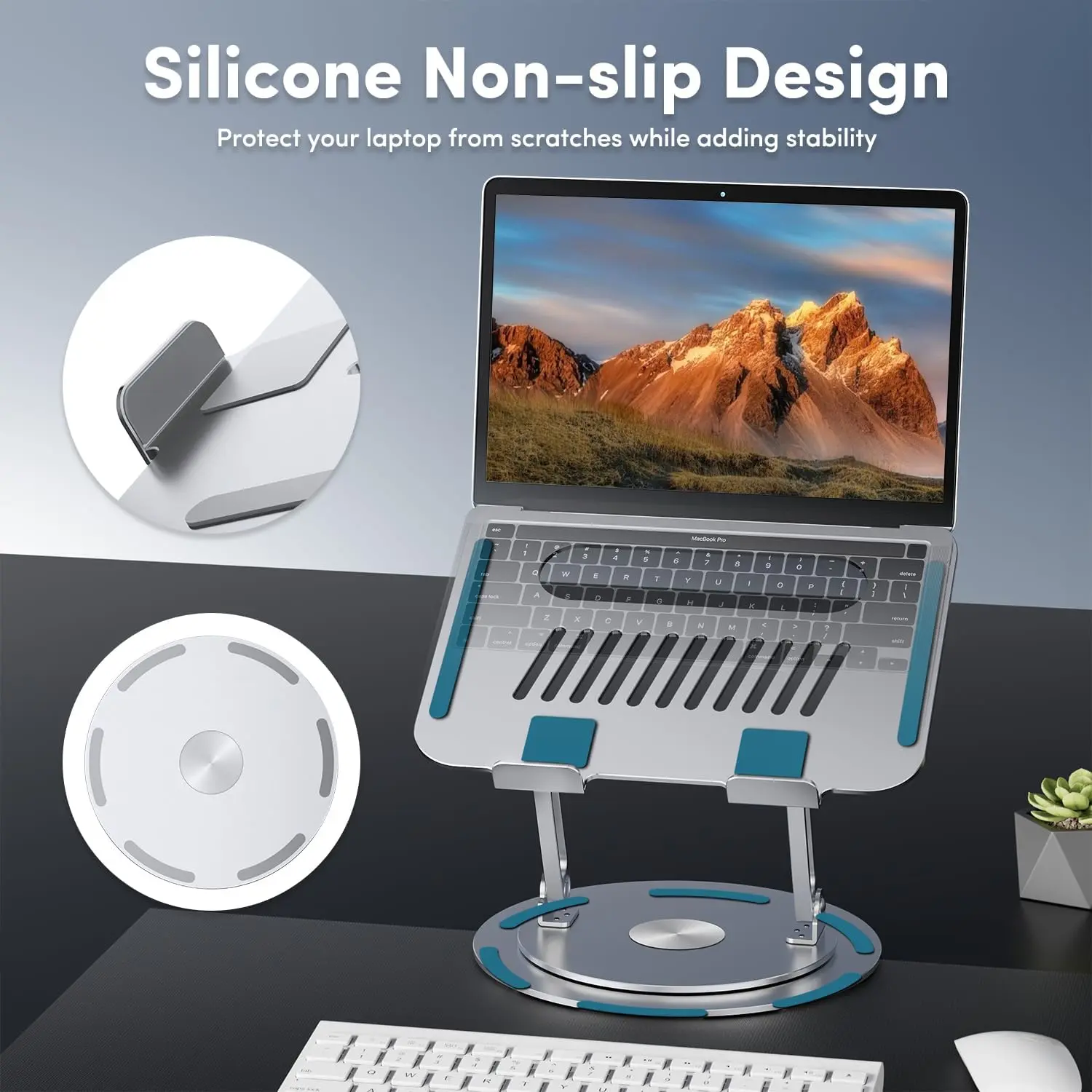 Rotatable Apple Computer Stand Laptop Stand with 360° Rotating Base, Foldable Adjustable Computer ...