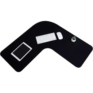 L Shaped Pad Corner Desk Pad 36.2 Inches Black Large Rubber Pad for Office,  & Gaming Setup Computer Protection Supplies
