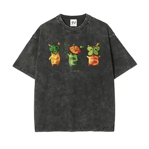 Healing Style Forest Style Fun Forest Elf Unisex Plus Size Summer Graphic Tees Personalized Pattern Y2k Clothing Round Neck Short-Sleeved Washed T-Shirt,Women's Clothing 100% Cotton, Menswear, Top, Vintage Style, Casual Oversized