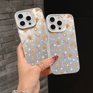 Christmas Cartoon Candy Cookie Phone Case Suitable for iPhone 17 16 15 14 13 12 11 PRO MAX PLUS, AIR and iPhone XR XS MAX 7 8Plus 16E SE, Anti-drop Matte Back Case, Holiday Accessories, Candy Theme, Shockproof Protective Case, Christmas Shopper