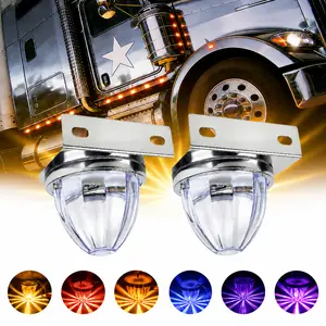 2PCS LED Watermelon Side Marker and Clearance Lights Chassis Lights Yellow Red Blue Purple for Semi, Lorry, Pickup, Truck, Trailer