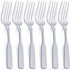 Dinner Fork, Stainless Steel 7.6" Heavy Duty Fork Silverware, Metal Fork Cutlery Set, 6-