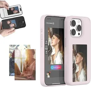 Snapframe E-Ink Phone Case, Eink Phone Case, 2024 New Smart NFC E-Ink Phone Case Classic Color, Smart Photo Rear Projection DIY Phone Case, NFC Function Smart Phone Cases(Color:Pink,Size:14)