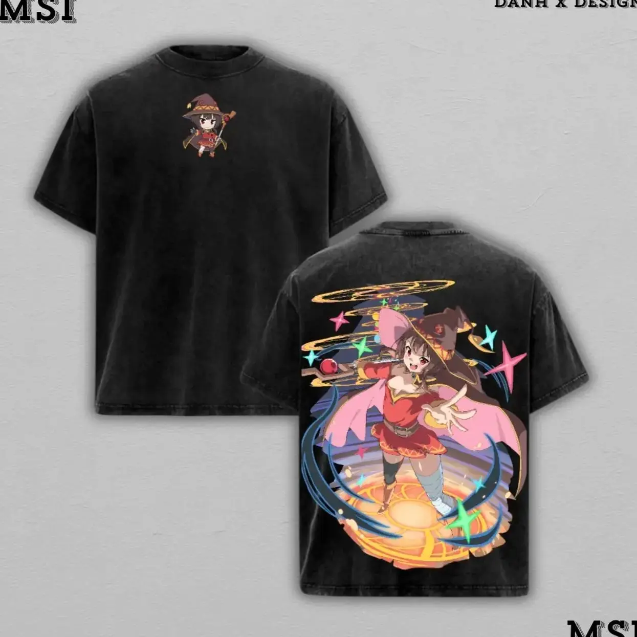 [COLLECTION]  Megumin | KonoSuba Washed Hoodie Sweater Double Printed “Crimson Demon” Graphic — For Lovecore Fans, For Gift Drops That Glow With Fire 2ZT