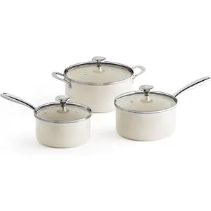 Cooking Pot Set Induction 5Qt, Saucepan Set 2.5/3.5Qt Nonstick Ceramic Cookware Set, Compatible  Cooktops, Even Heat, Stay-Cool Handles, Oven/Dishwasher Safe, PTFE  Free (Beige)