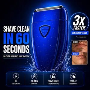 Magnetic Dual Blades Curved Blade Mesh Waterproof Skin-Friendly Washable Rechargeable High-Speed Motor with Long-Lasting Battery Compact Portable Facial Matte Smooth