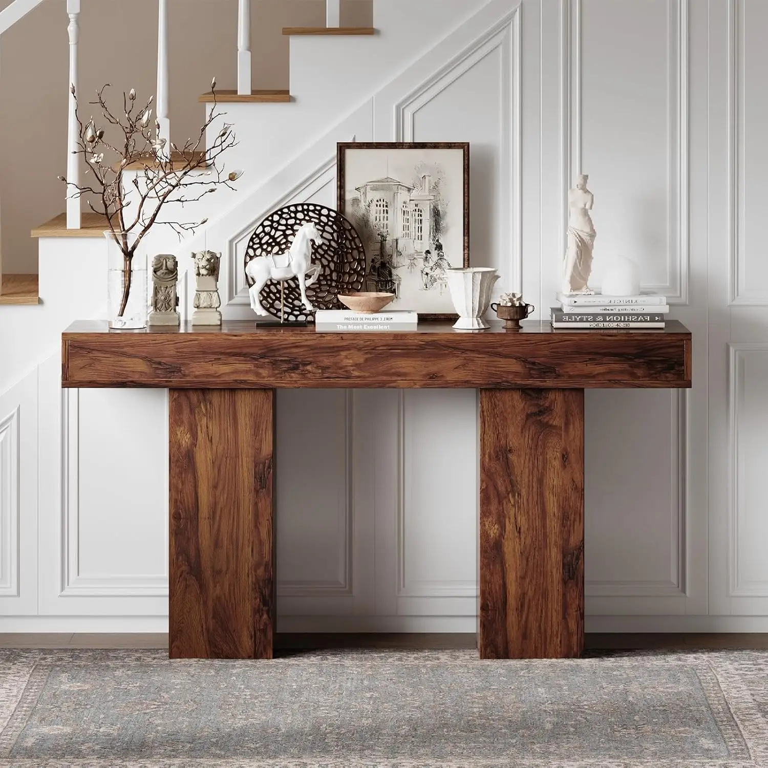 【FallDealsForYou】ONBRILL 63-Inch Long Console Table Modern, Wooden Farmhouse Entryway Table, Console End Table Sofa Behind The Couch for Entrance Hall