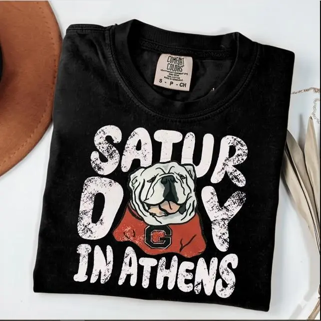 Comfort Colors Saturday in Athens Shirt, Vintage Bulldogs Mascot Tee, Retro College Spirit Game Day T-Shirt, Fall Outfit Gift