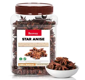 Besway Chinese Star Anise 7 oz, Whole Star Anise, Fresh, Pure and Dried Anise Pods, Great for Cooking, Baking and Tea (200g)