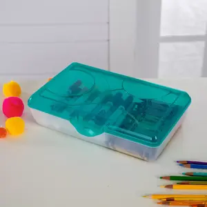 Sterilite School Supply Pencil Box- Blue: Plastic Desk Organizer, Molokai Blue Tint, Back to School