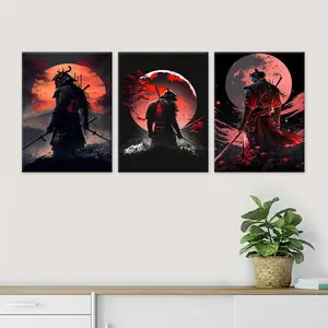 3-Piece  Samurai Canvas Set – Modern Wall Art Featuring Timeless Warrior Patterns, Designed to Add Bold and Artistic Character to Living Rooms, Bedrooms, or Themed Spaces, and an Ideal Gift for Valentine's Day.