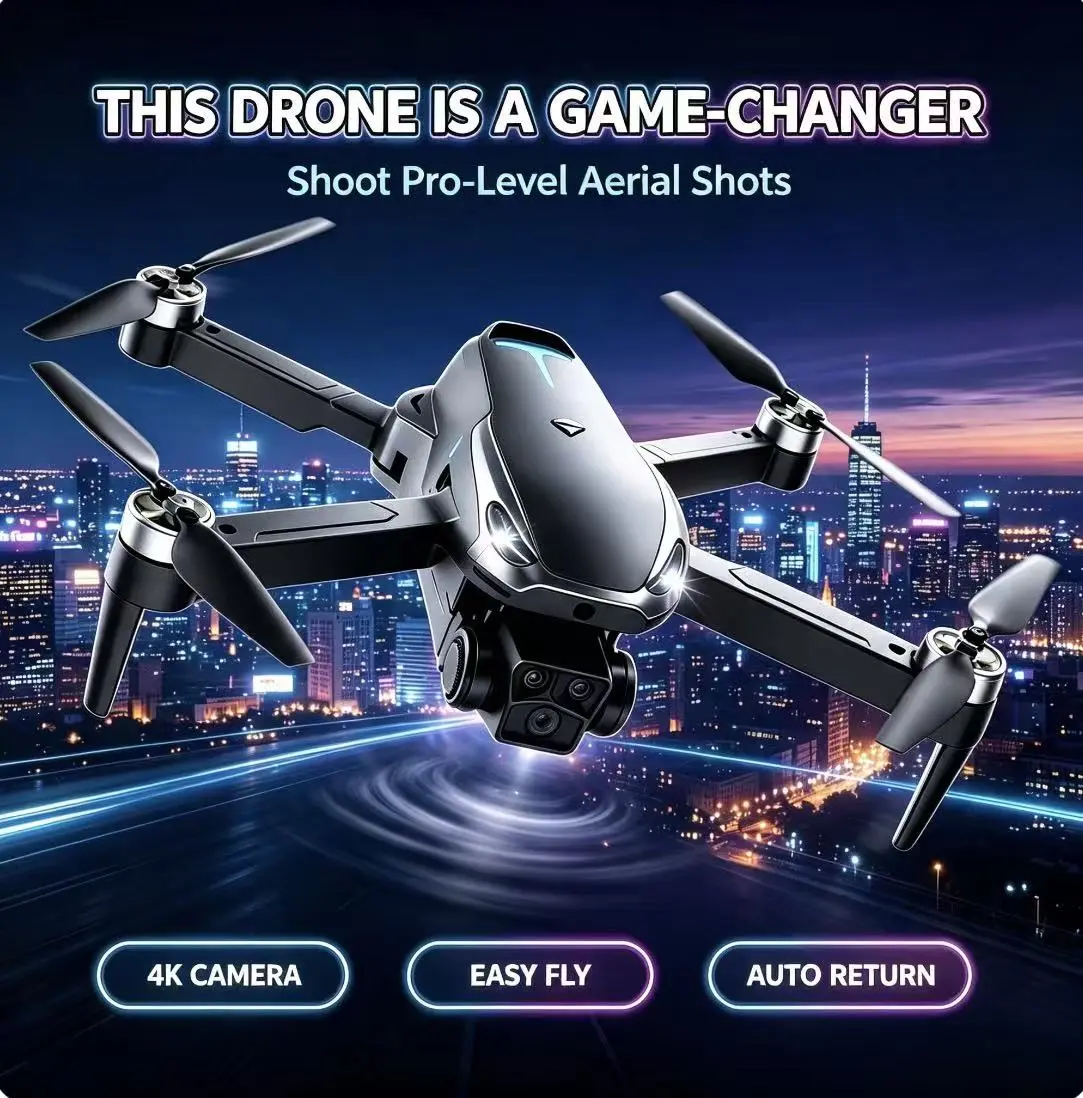 2026 M8 Pro Drone & 4K Camera, GPS & 5G WiFi FPV, Brushless Motor, Optical Flow Hover, Smart Obstacle Avoidance, Auto Return, 360° Stunt Roll, Dual Batteries Included