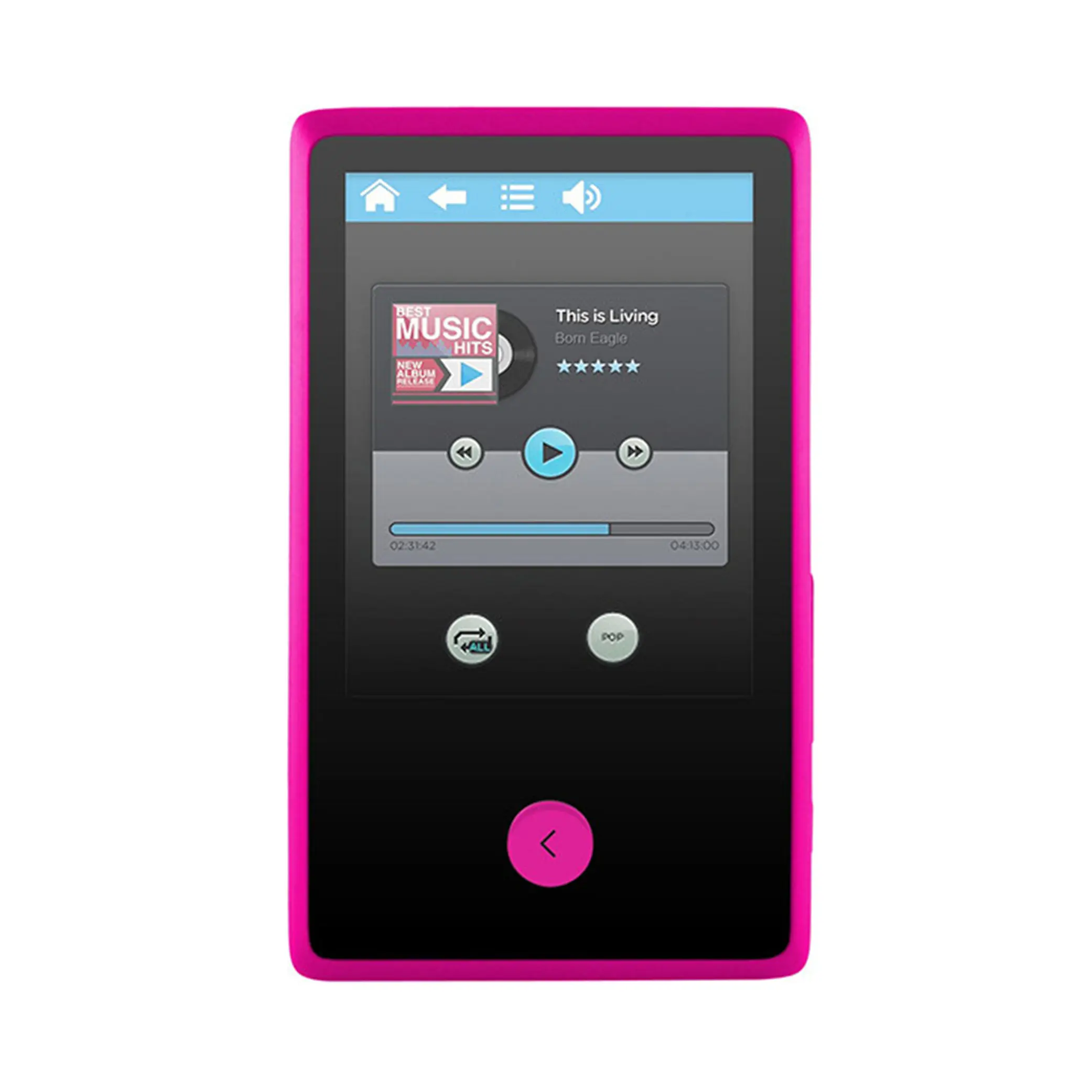 Ematic EM-318VIDPN 2.4" 8GB Touchscreen MP3 Video Player with Bluetooth MP3 Pink Case