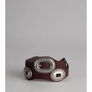 Western Cool Concho Faux Leather Belt