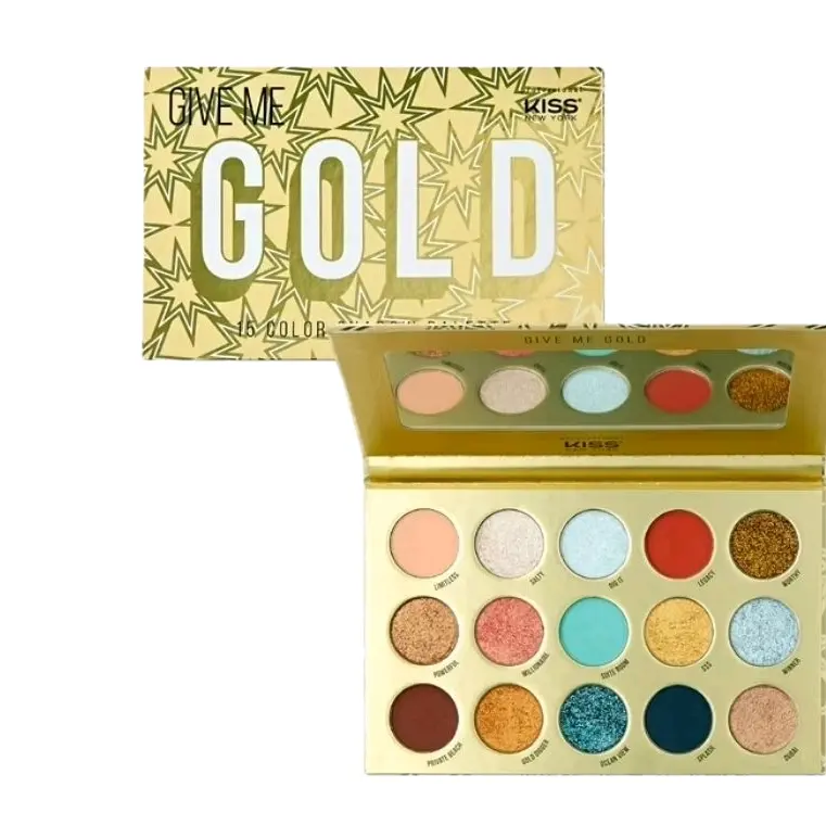KISS New York Professional Shadow Palette, 15 Color Gold Eyeshadow Set with Assorted Shades for Makeup Use