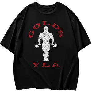 Golds Gym Weightlifting Graphic Tee Men's Cotton Soft T-Shirt for Workout and Bodybuilding Training Enthusiasts
