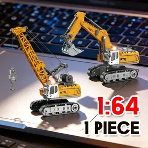 1/64 Remote Control Track Crane Toy, Mini Remote Control Excavator – Construction Vehicle with Lights & Sounds, Construction Vehicle Toys, Christmas Gifts for Kids
