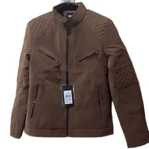 Men's Casual Kaki Jacket with Quilted Design and Zip Pockets for Everyday Wear