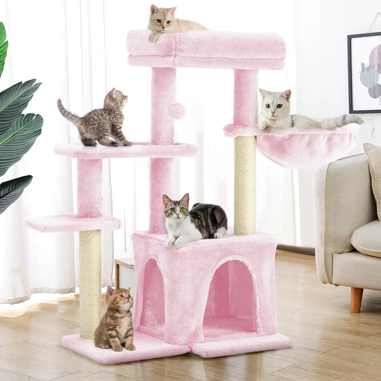 EROMMY 33 inches Multi-Level Cat Tree | Cute Cat Home Furniture with Scratchers & Condo | Kitten Tower with Dangling Ball | Durable & Easy to Assemble
