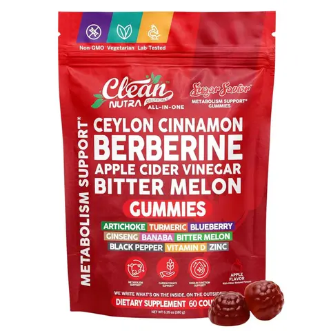 Clean Nutra SugarSavior – Metabolic Wellness Support Ceylon Cinnamon Berberine Gummies & Apple Cider Vinegar