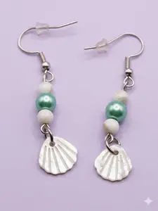 Country Rose Studio Sea Shell Dangle Earrings | Mermaid Core Drop Earrings with Mint Green Pearl Accents