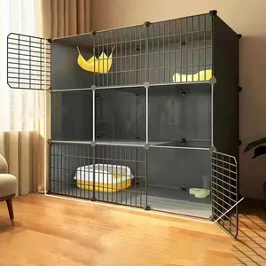 Pet Cage, Foldable Pet Crate, 1 Set Pet Cage with Door, Pet House, Pet Supplies for Indoor Outdoor Use, Dog & Cat Furniture, Escape Proof Kennel