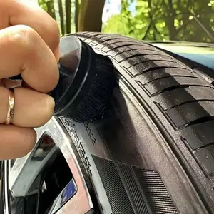 Large Cleaning Brush Multi-Functional Tire Shine Applicator, Universal Gap Slot Car Interior Soft Bristle Brush with Holder for Easy Storage, Car Wheel Brush, Car Detailing Tools, Car Wash Accessories