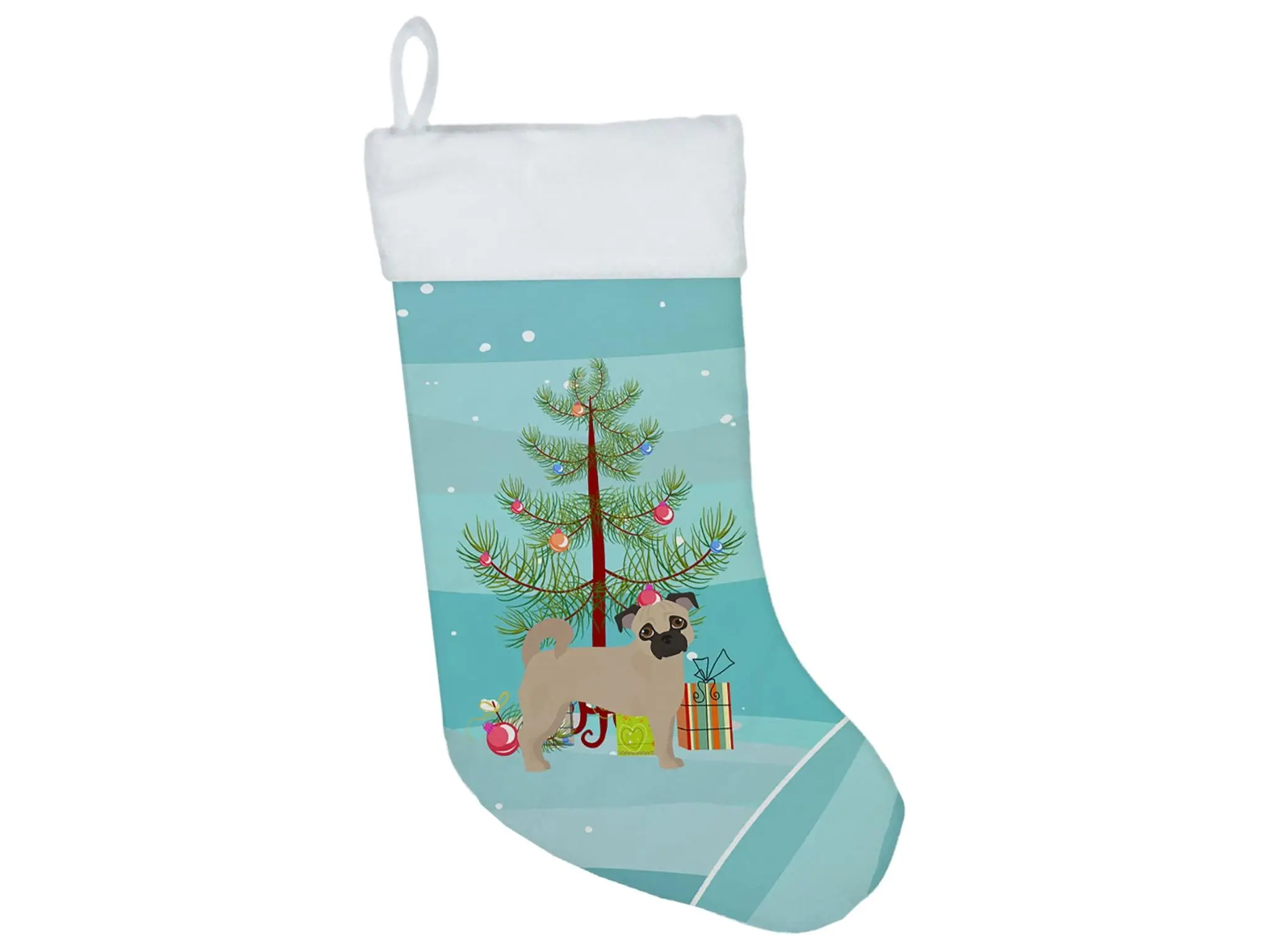 Fawn Chug Suede Christmas Stocking - 0.25 lbs, 11 Inches Wide, Festive Artwork Decor, Machine Washable, No Extra Accessories, Holiday Home Festive Decor Supplies