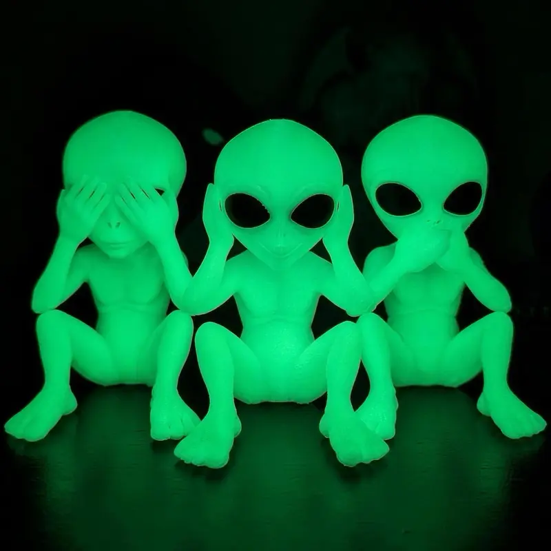 Glow in the Dark Alien Shelf Sitters, See Hear Speak No Evil Trio