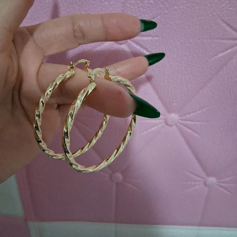 14K Gold laminated Mediun twisted Hoop Earrings