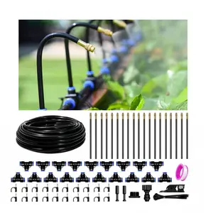 Drip Irrigation System for Garden - 60 Ft Drip Irrigation Kit with 19 360 ° Adjustable Copper Nozzles Hose, Automatic Atomizing Plant Watering Sprinkler System for Yard, Lawn, Greenhouse, Potted