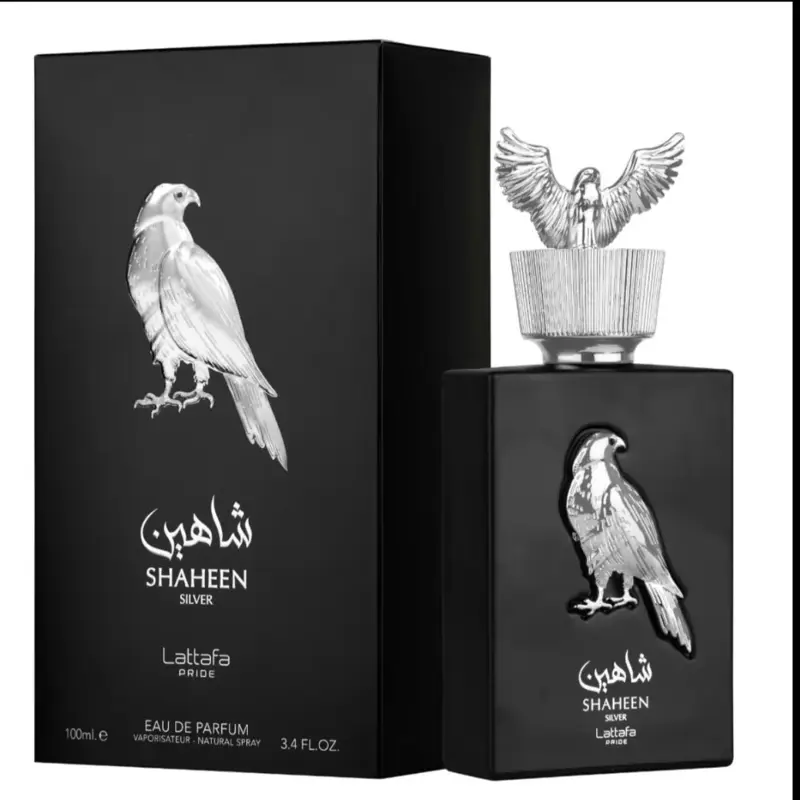 Lattafa Shaheen Silver Unisex Perfume 2022 Edition with Bergamot Cassis Patchouli Rose Oakmoss Musk Amber Notes