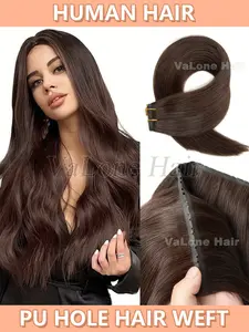 Double Inject Xo Hole Weft Human Hair Extensions, Natural Straight, Easy Installation, 40-50g Pack, Ideal for Daily Use, Dates, Parties