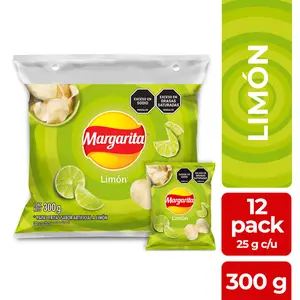 Papas Fritas Margarita Limón - 12 Units - 300g - Zesty Lime-Flavored Potato Chips