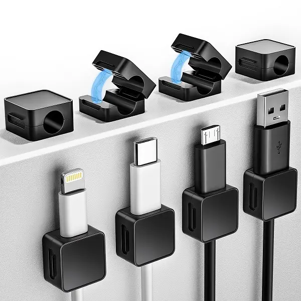 8 Pack Magnetic Cord Organizer Holder Adjustable Cable Clips Strong Adhesive Desk Cable Management Clips for Nightstand Office Car Easy Open Design for Tidy Wire Organization